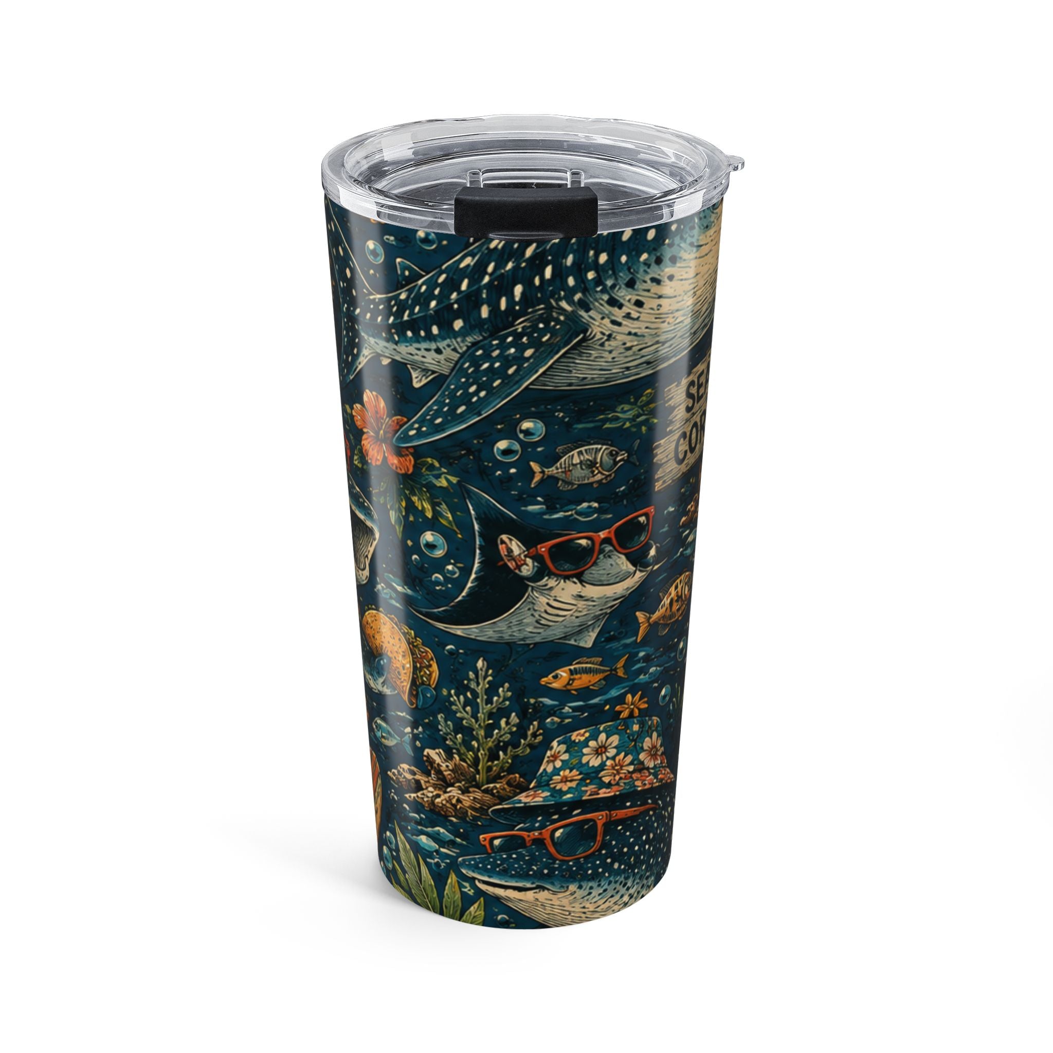 20oz Ocean Whale Tumbler – 'Good Vibes' Underwater Travel Mug