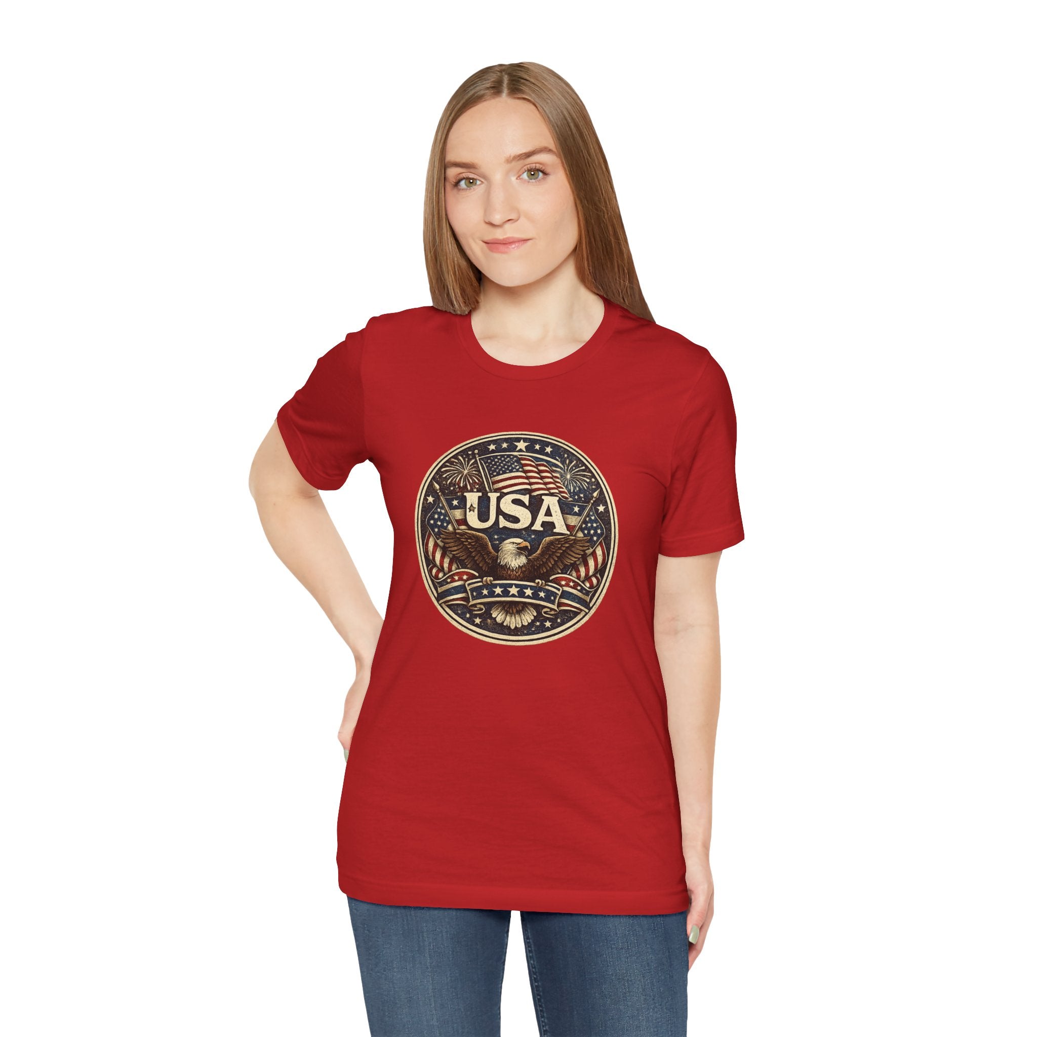 USA Eagle Vintage Patriotic T-Shirt — American Flag Graphic Tee