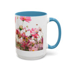 Floral Cosmos Accent Coffee Mug — Pink Wildflower Tea & Coffee Cup (11/15oz)