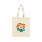 Summer Vibes Tote Bag – Retro Sun Graphic Cotton Canvas Tote