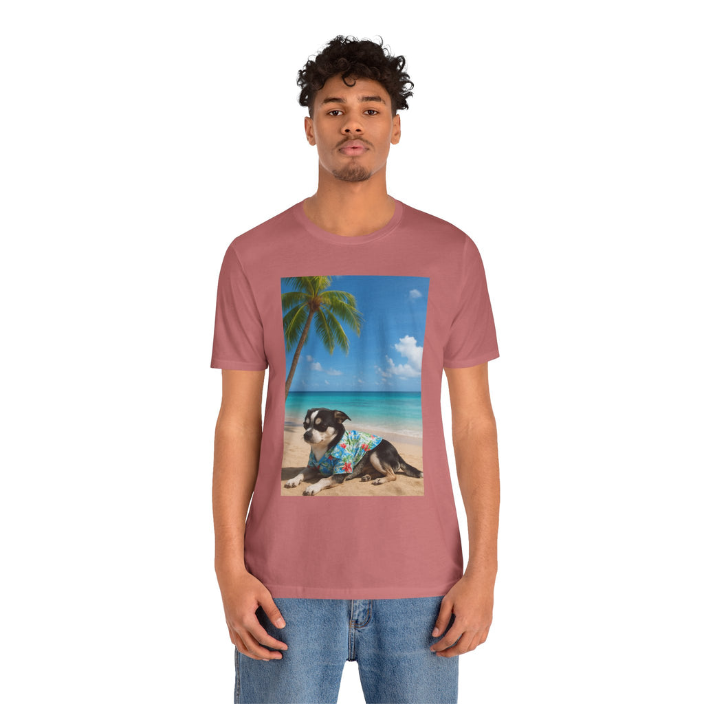 Beach Chihuahua Dog T-Shirt — Hawaiian Shirt Puppy on Tropical Shore