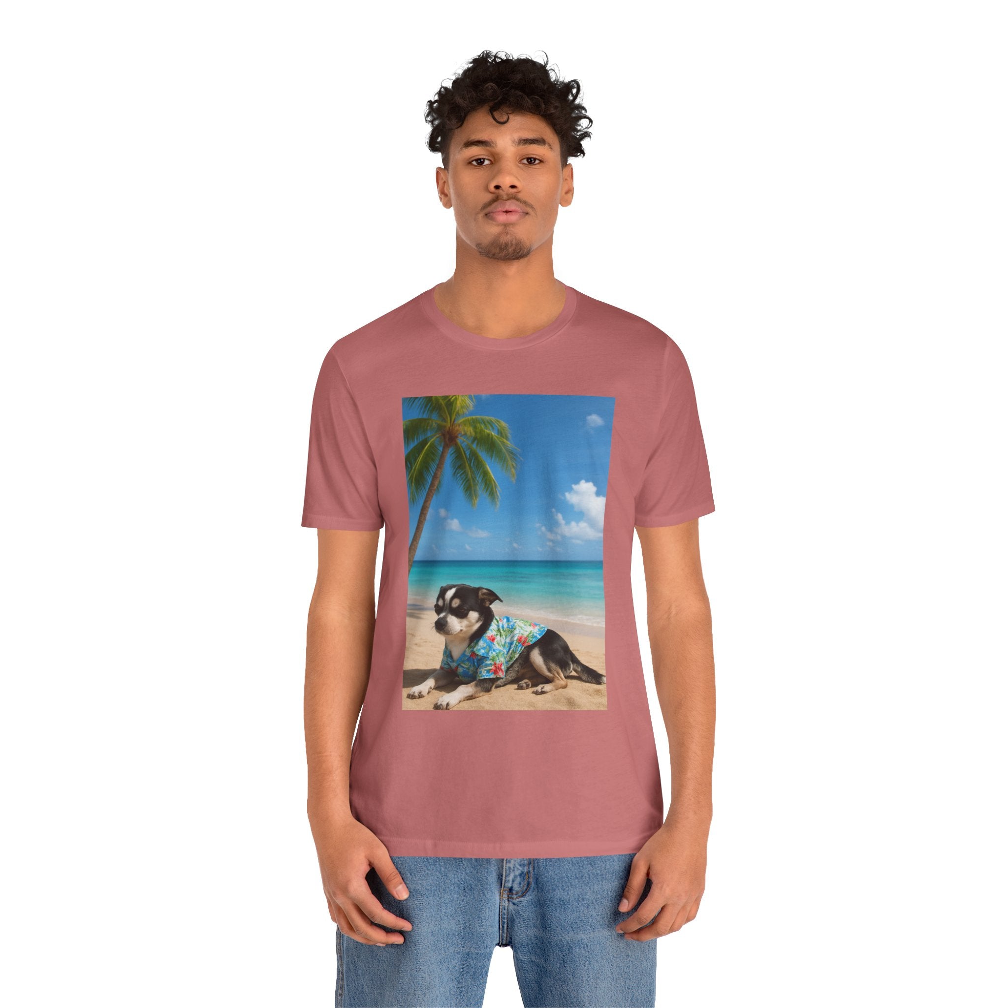 Beach Chihuahua Dog T-Shirt — Hawaiian Shirt Puppy on Tropical Shore