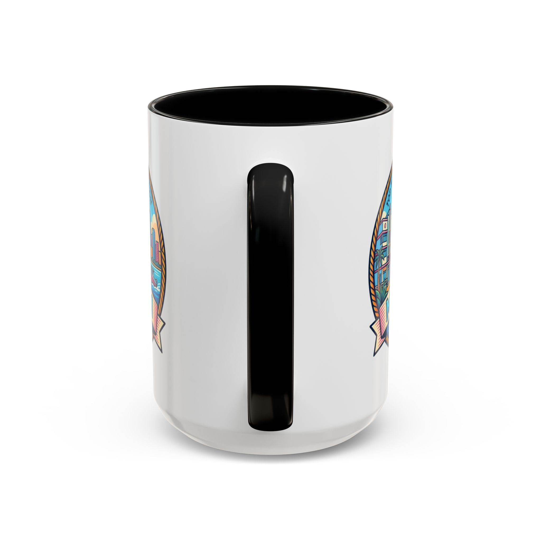 Miami Vintage Travel Accent Coffee Mug – 'Miami' Scenic Beach & Skyline Design (11/15oz)