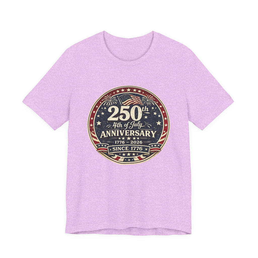 4th of July 250th Anniversary T-Shirt – Vintage American Flag Emblem (1776–2026)