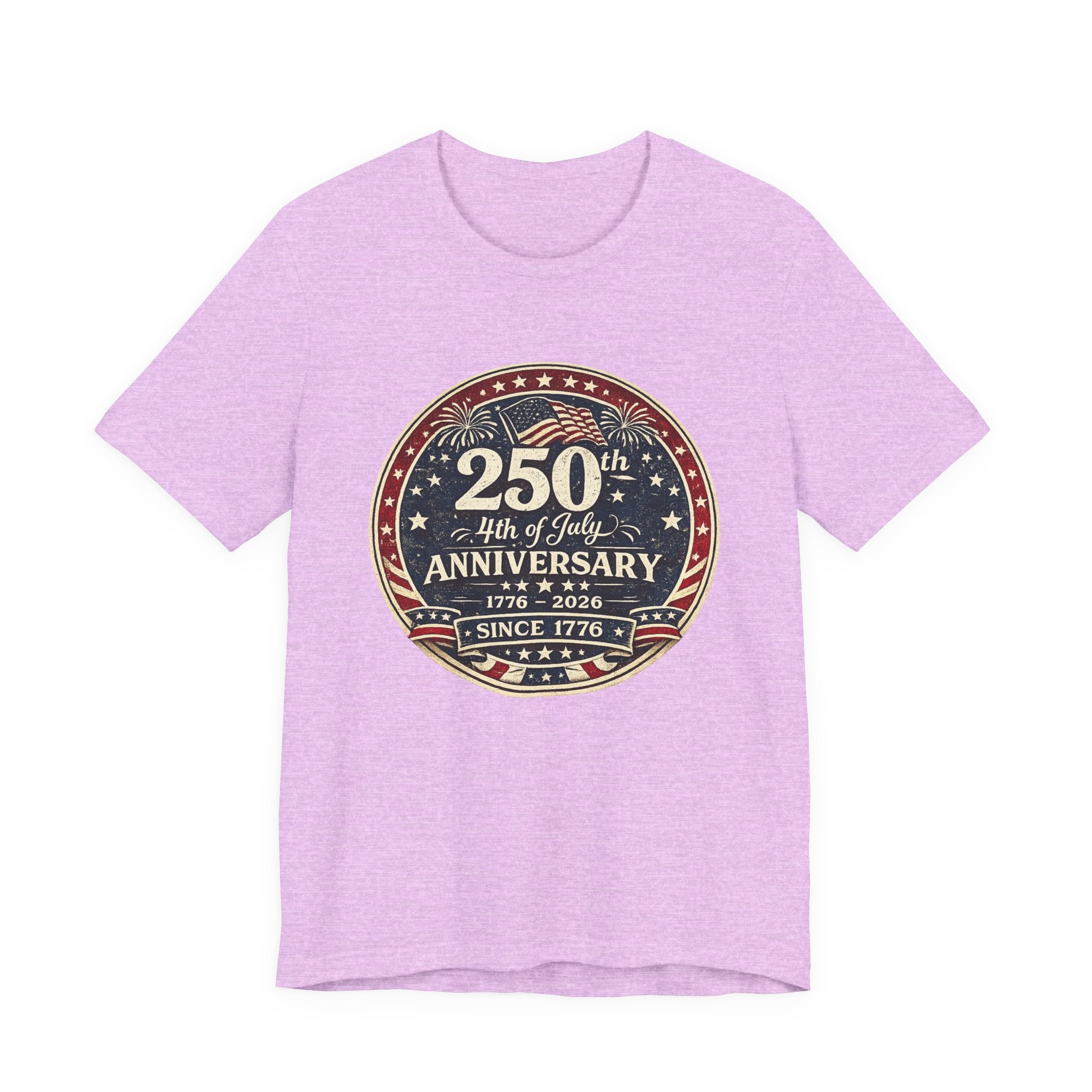 4th of July 250th Anniversary T-Shirt – Vintage American Flag Emblem (1776–2026)