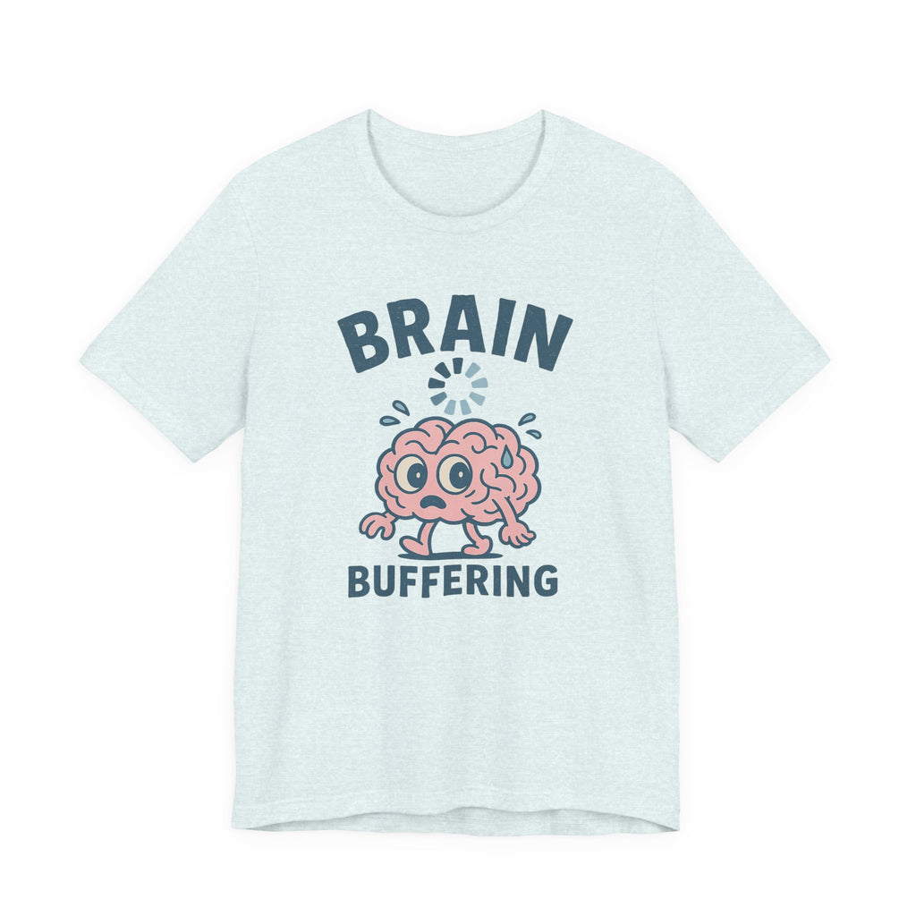 Brain Buffering T‑Shirt — Cute Cartoon Brain Graphic Tee for Neuro Humor