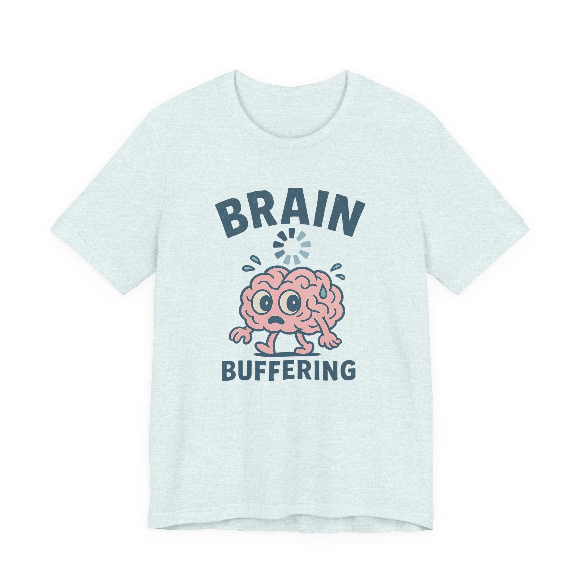 Brain Buffering T‑Shirt — Cute Cartoon Brain Graphic Tee for Neuro Humor