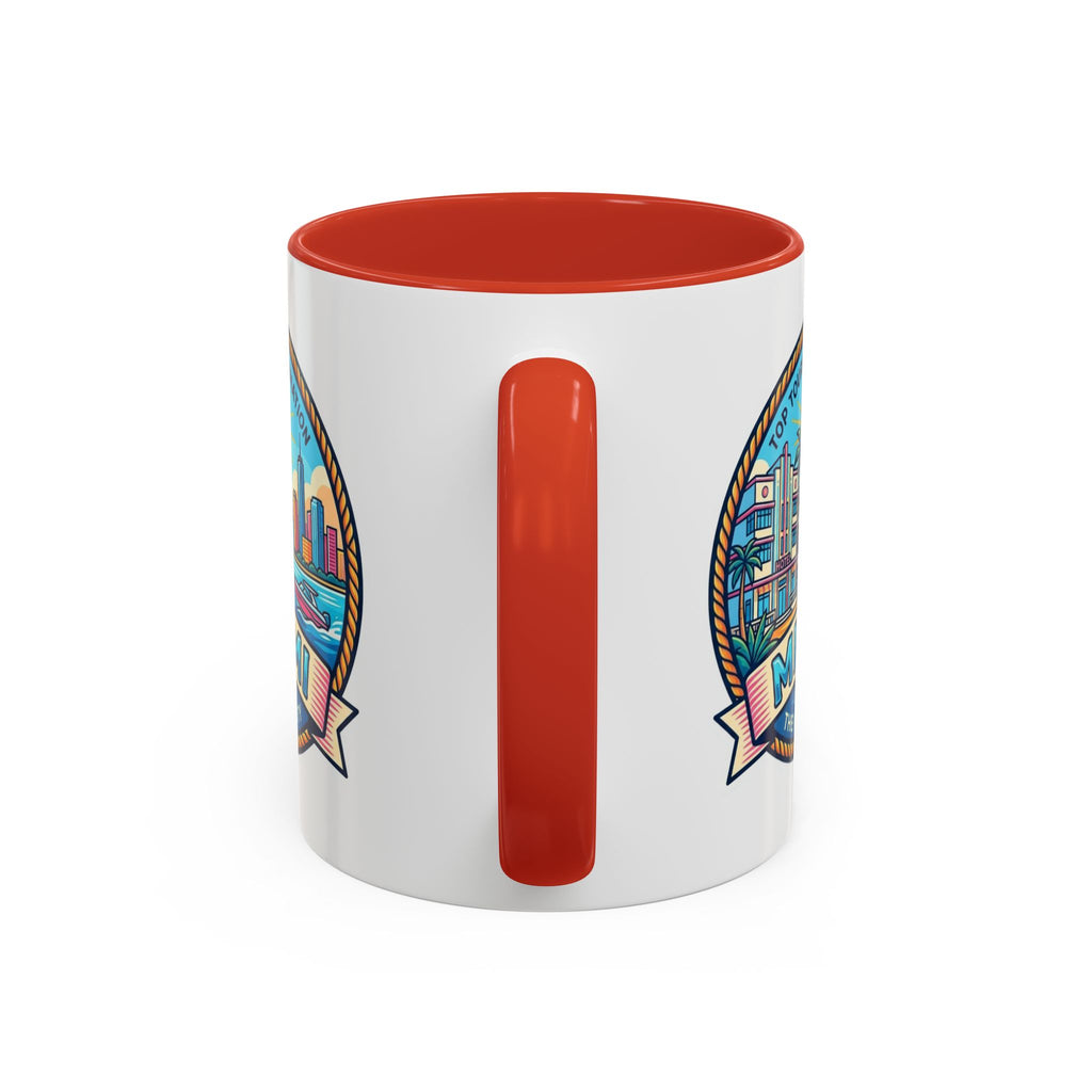 Miami Vintage Travel Accent Coffee Mug – 'Miami' Scenic Beach & Skyline Design (11/15oz)