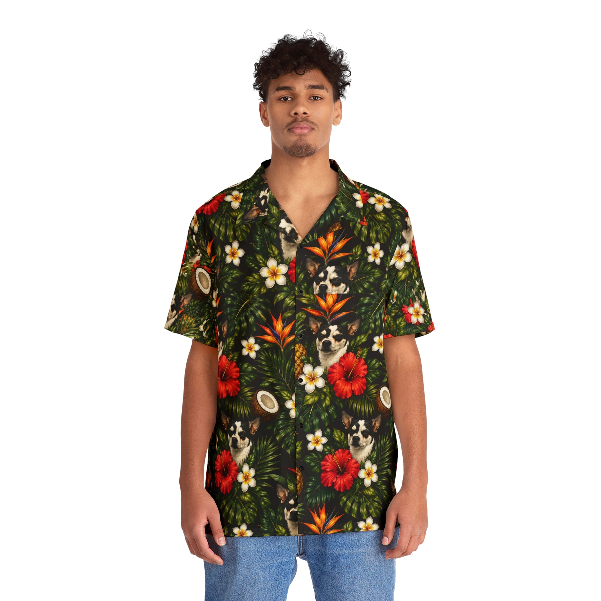 Chihuahua Floral Hawaiian Shirt — Tropical Dog Print Aloha Shirt