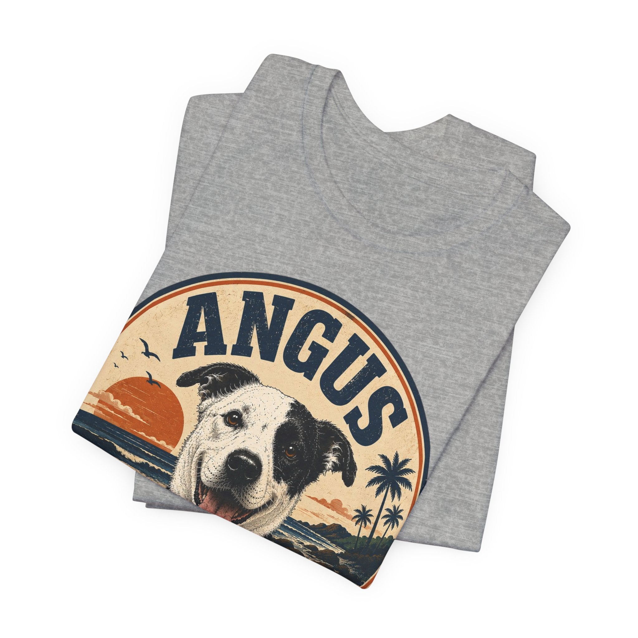 Angus Dog Tee — Retro Beach Portrait T-Shirt