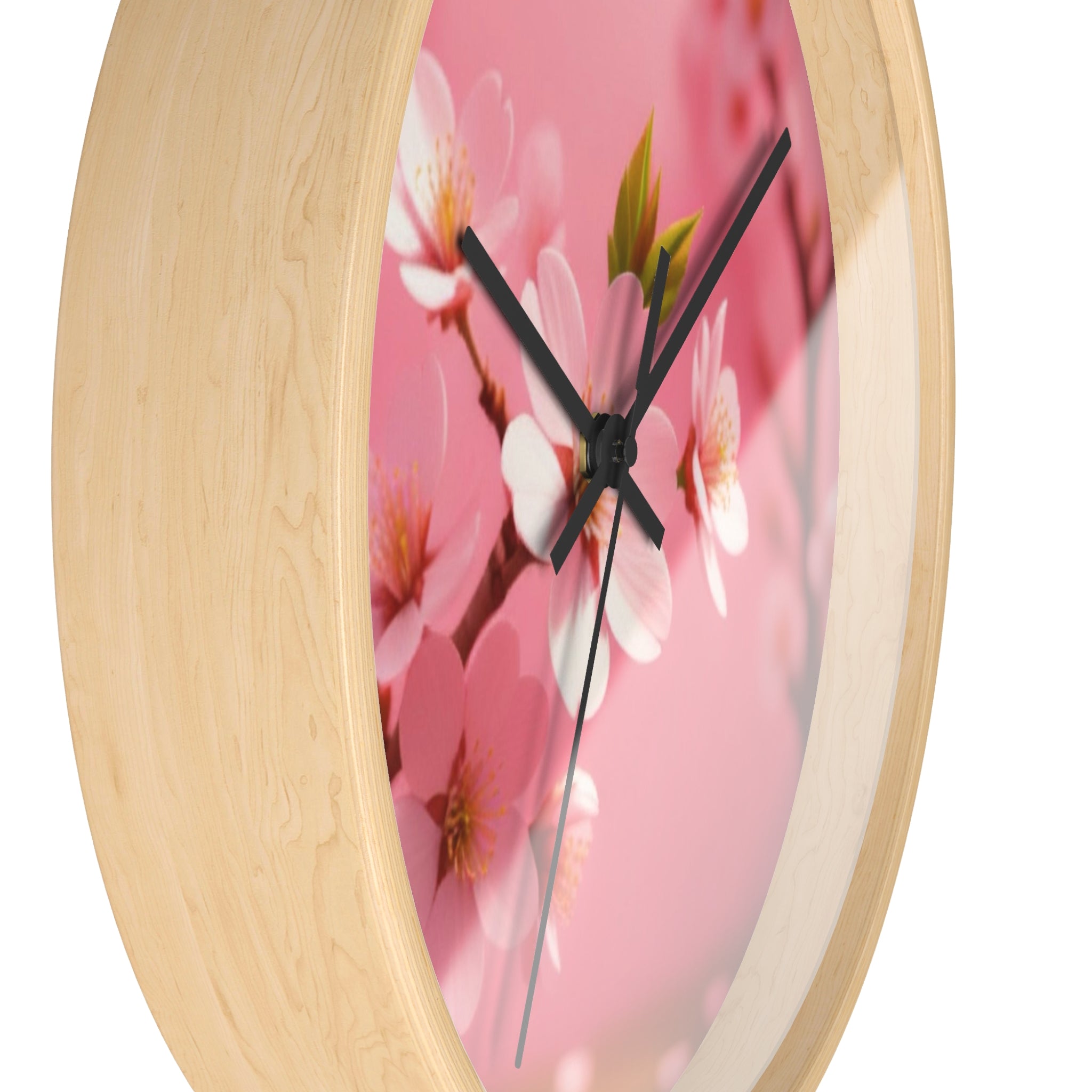 Cherry Blossom Wall Clock — Pink Floral Decorative Clock for Home & Spring Gifts