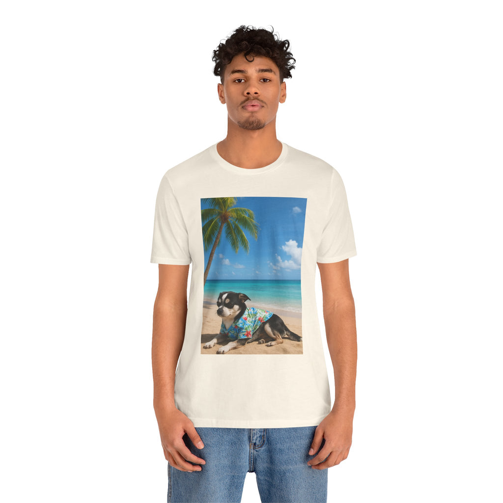 Beach Chihuahua Dog T-Shirt — Hawaiian Shirt Puppy on Tropical Shore