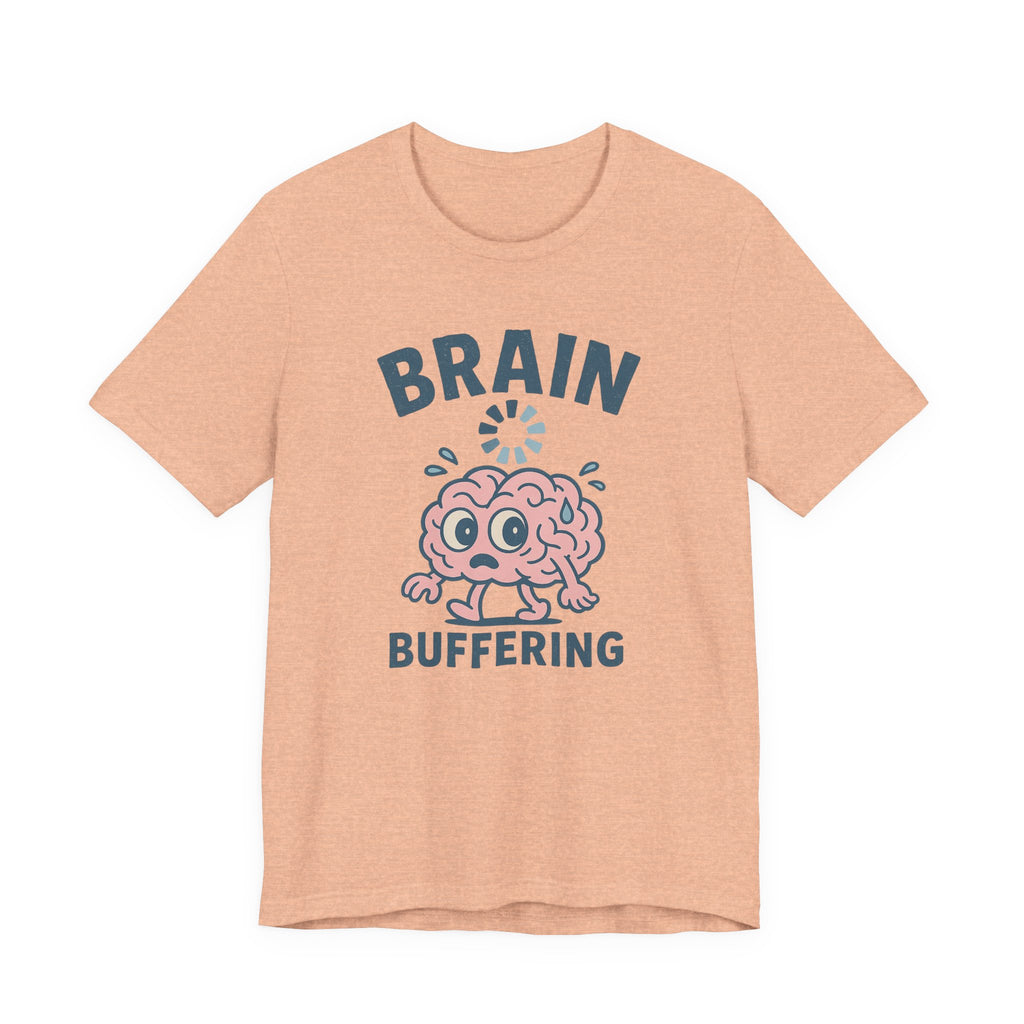 Brain Buffering T‑Shirt — Cute Cartoon Brain Graphic Tee for Neuro Humor