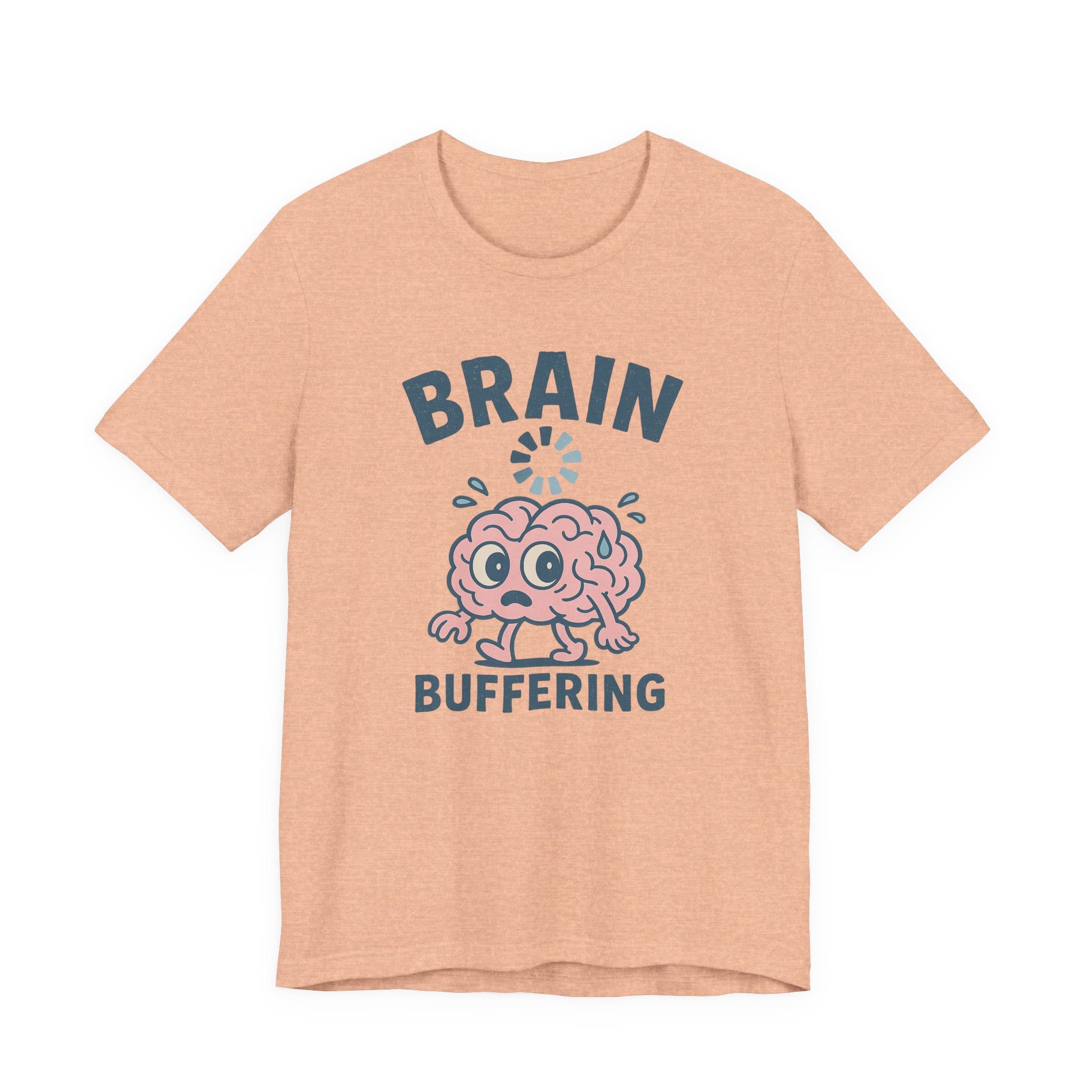 Brain Buffering T‑Shirt — Cute Cartoon Brain Graphic Tee for Neuro Humor