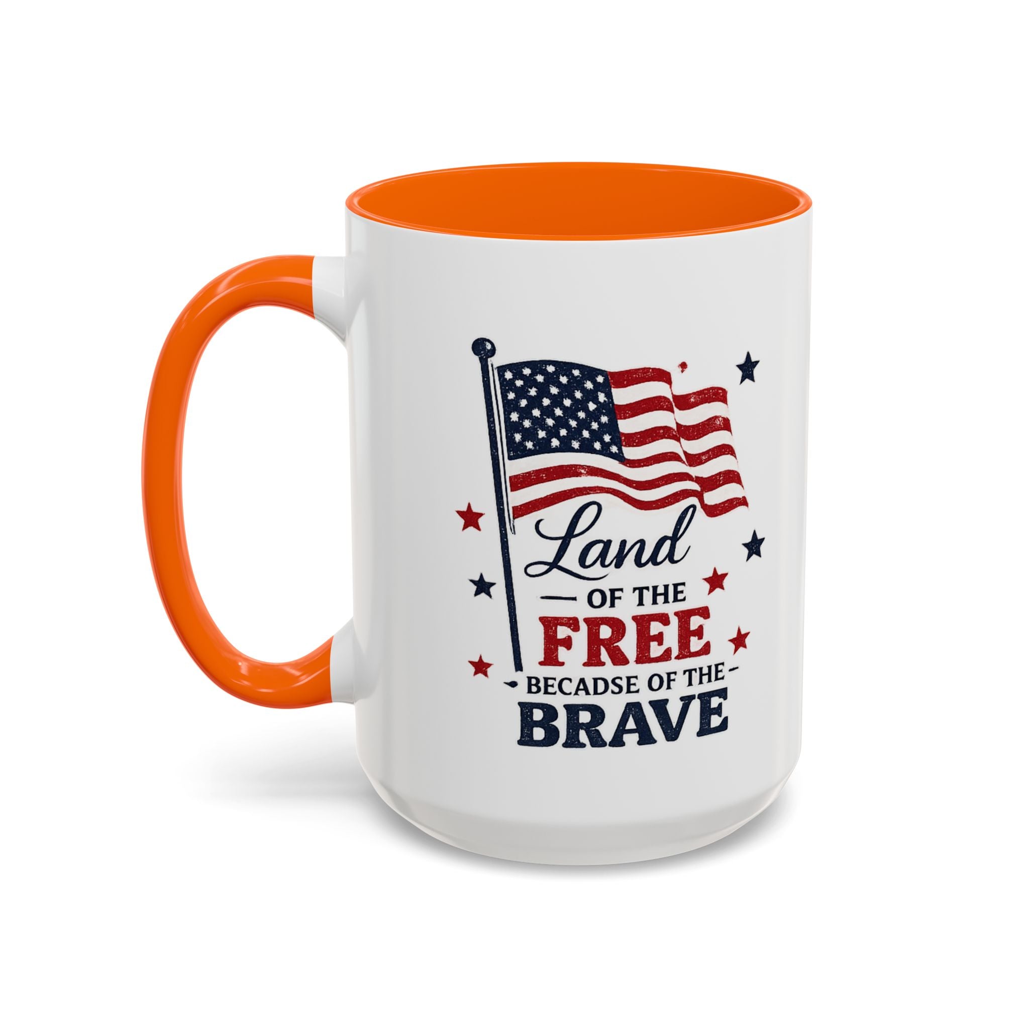 Patriotic Coffee Mug — "Land of the Free Because of the Brave" Accent Mug