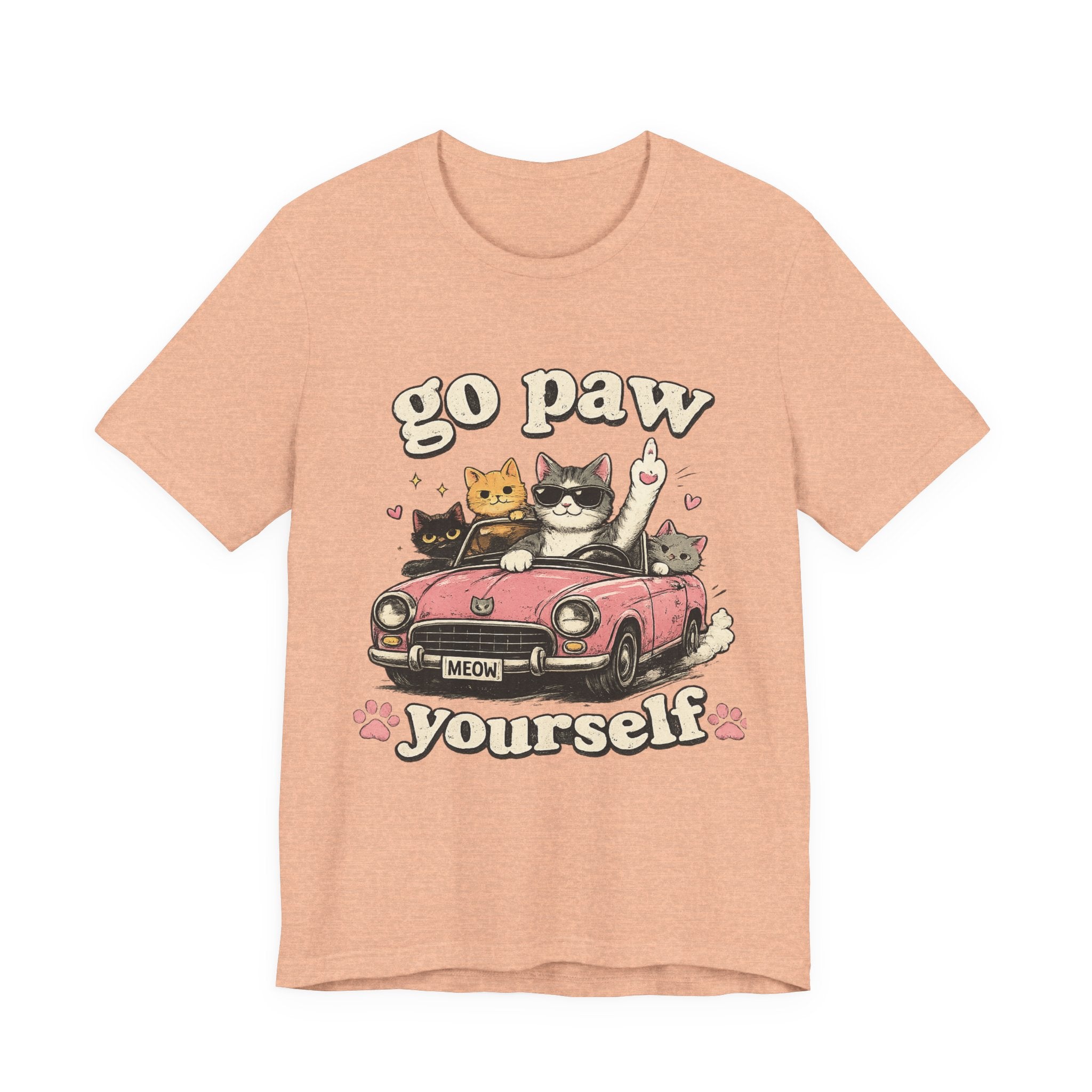 Go Paw Yourself Cat Tee – Cute Retro Cats in Convertible T‑Shirt