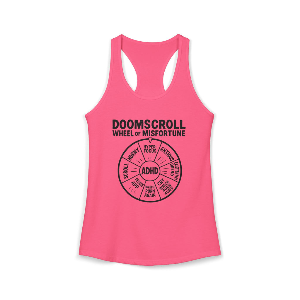 "DOOMSCROLL: Wheel of Misfortune" ADHD tank top