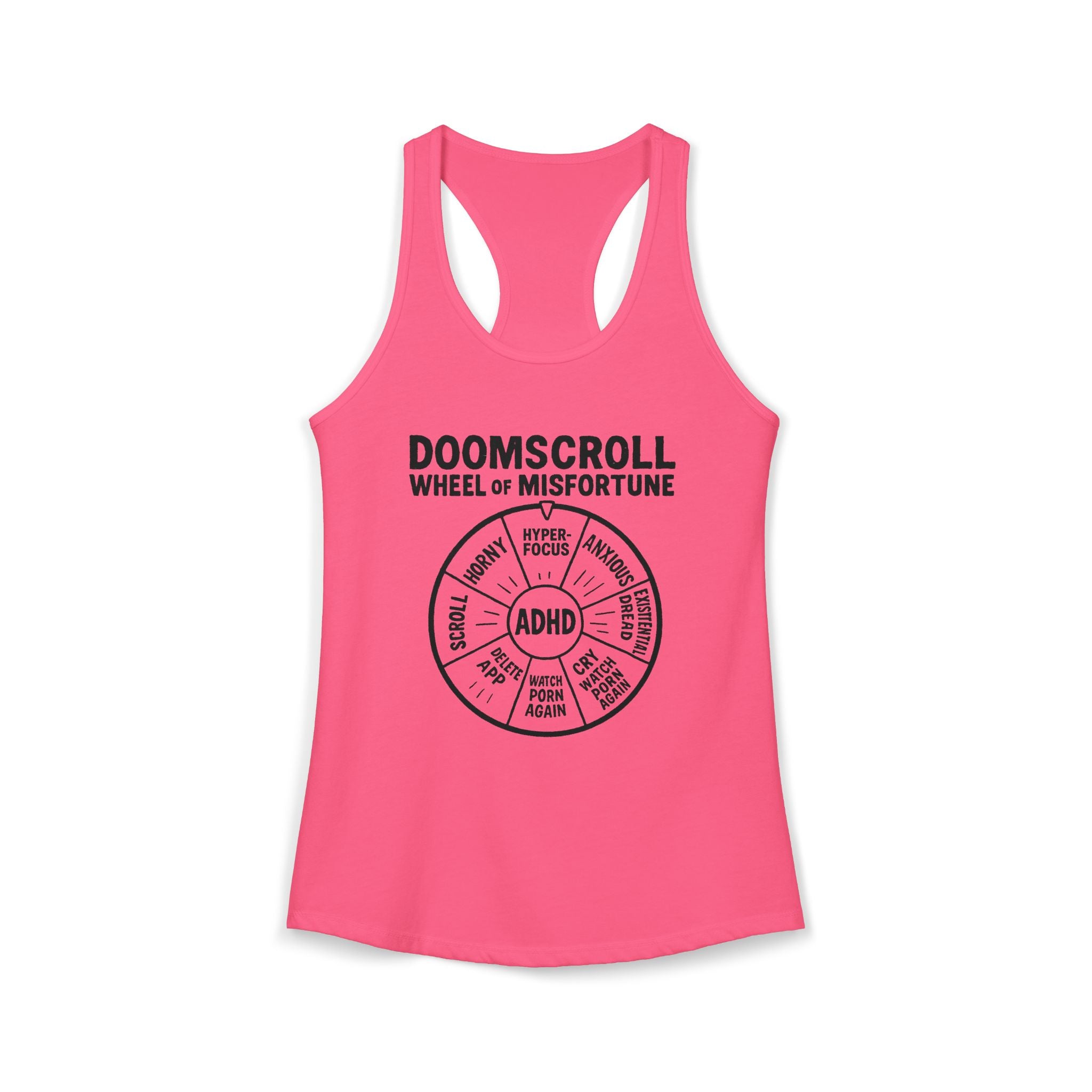 "DOOMSCROLL: Wheel of Misfortune" ADHD tank top