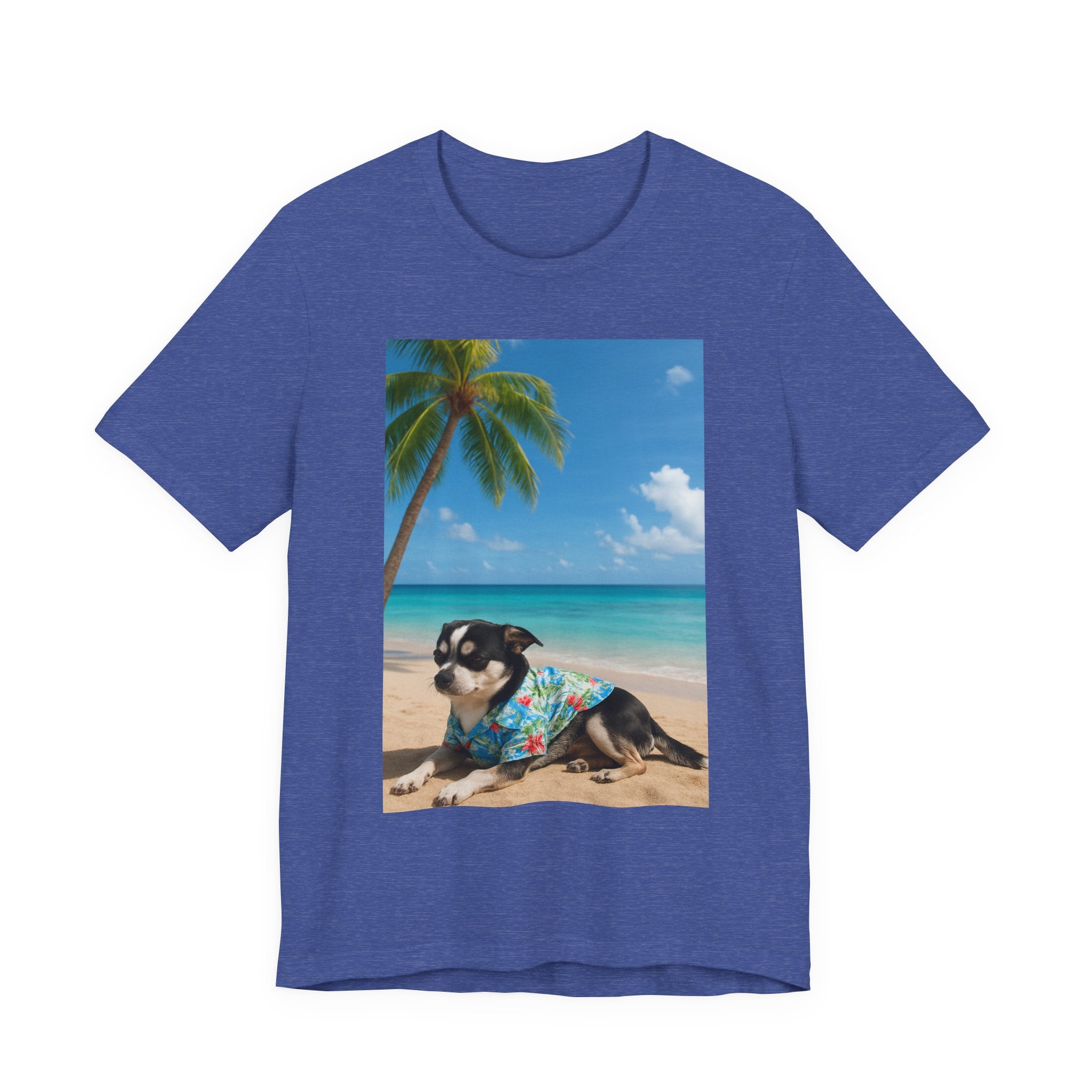 Beach Chihuahua Dog T-Shirt — Hawaiian Shirt Puppy on Tropical Shore