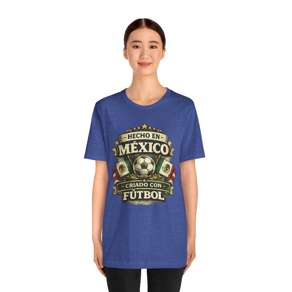 Mexico Soccer T‑Shirt — "Hecho en México, Criado con Fútbol" Vintage Football Tee