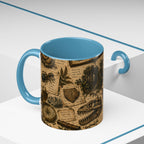 Vintage Natural History Coffee Mug — Botanical & Fossil Illustration Accent Mug