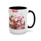 Floral Cosmos Accent Coffee Mug — Pink Wildflower Tea & Coffee Cup (11/15oz)