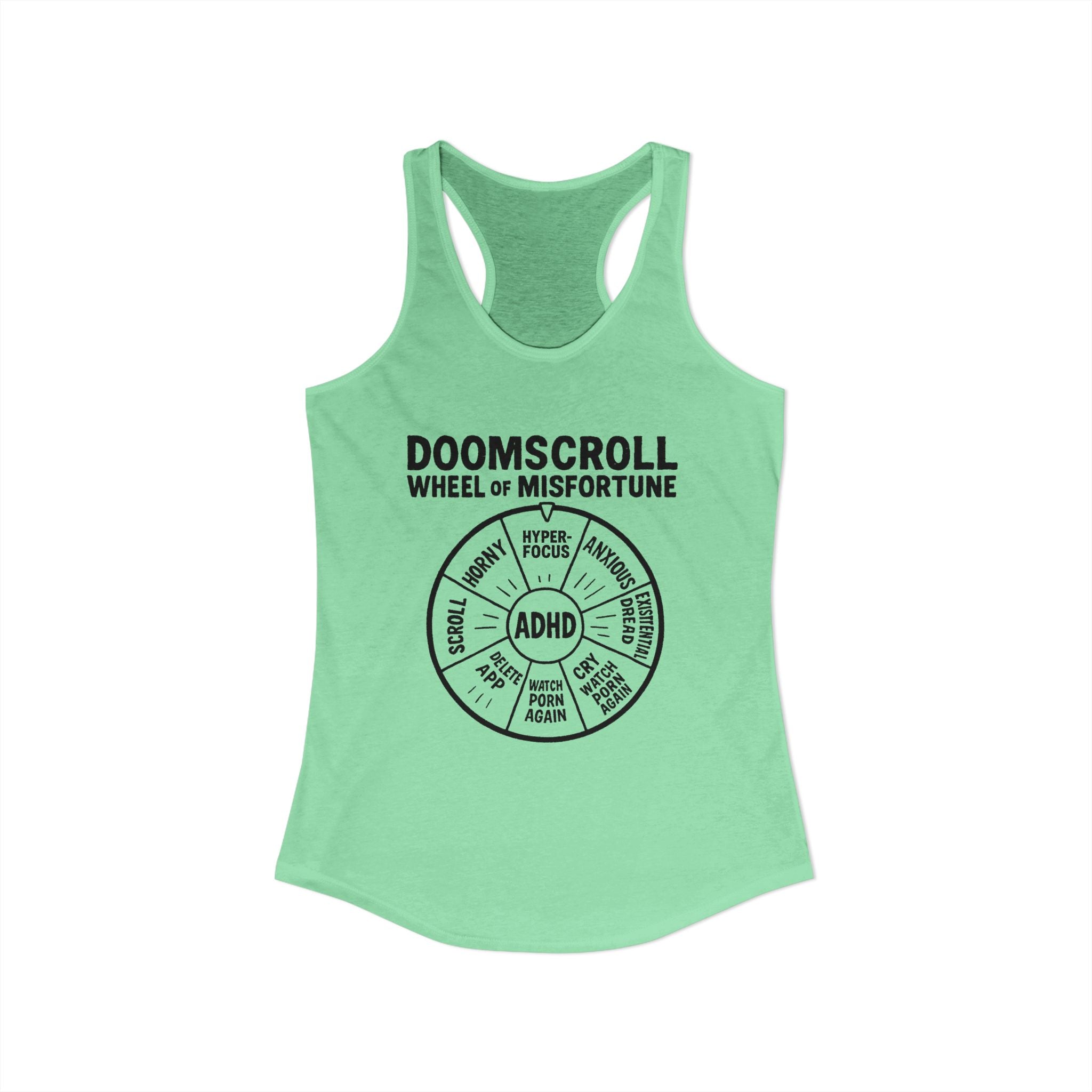 "DOOMSCROLL: Wheel of Misfortune" ADHD tank top