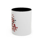 America Flag Accent Coffee Mug - Patriotic 11/15oz Tea Cup