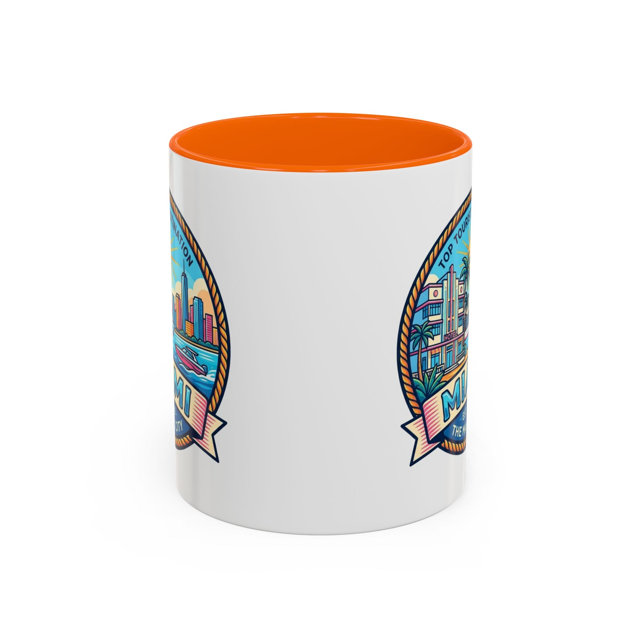 Miami Vintage Travel Accent Coffee Mug – 'Miami' Scenic Beach & Skyline Design (11/15oz)