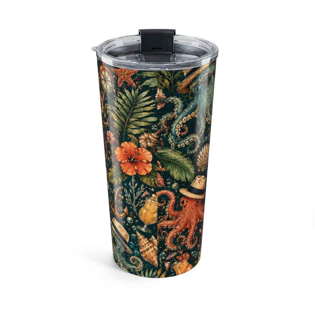 20oz Octopus Floral Tumbler — Tropical Nautical Insulated Travel Cup