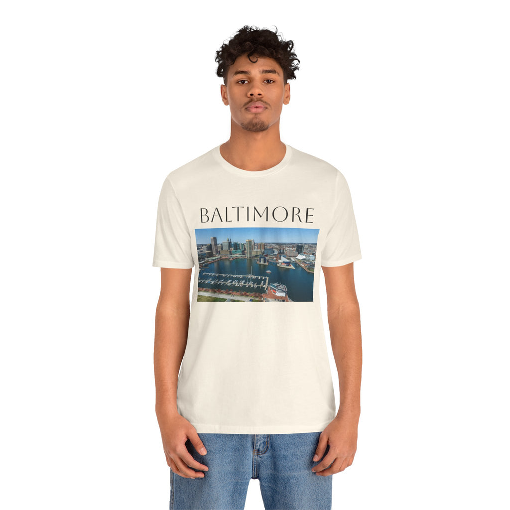 Baltimore Skyline Photo Tee — Inner Harbor Cityscape T-Shirt