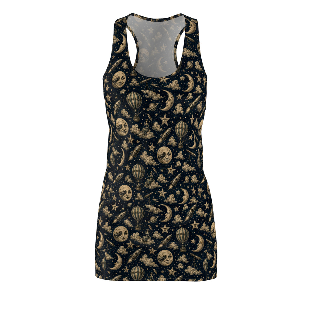 Racerback Dress — Vintage Moon & Stars All-Over Print