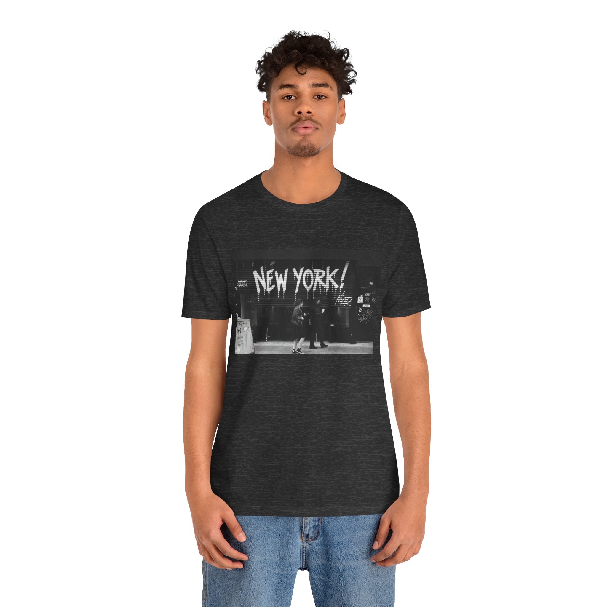 New York City Skyline Tee — Vintage Black & White 'NEW YORK!' Graphic Shirt