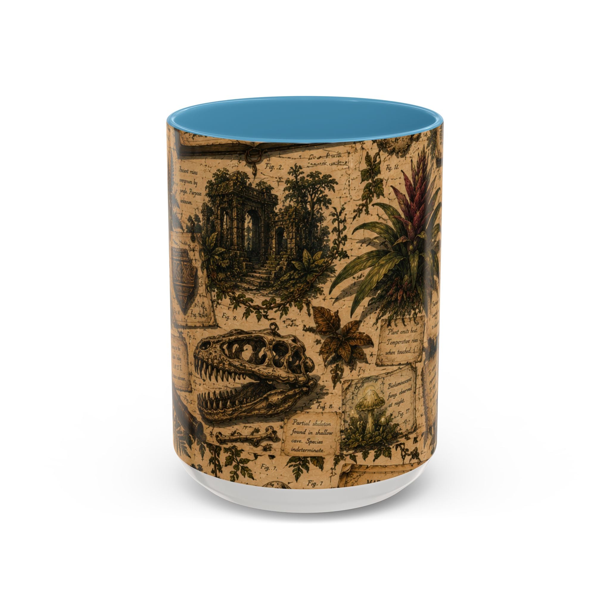 Vintage Natural History Coffee Mug — Botanical & Fossil Illustration Accent Mug