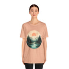 Sunset Mountain Landscape T-Shirt — Scenic Forest River Graphic Tee