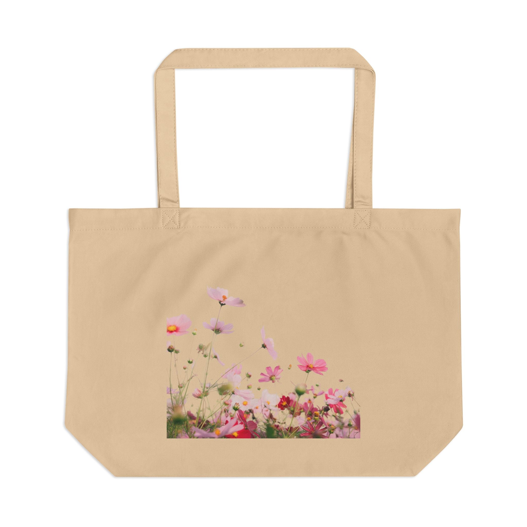 Floral Meadow Large Eco Tote – Pink Wildflower Garden Canvas Bag