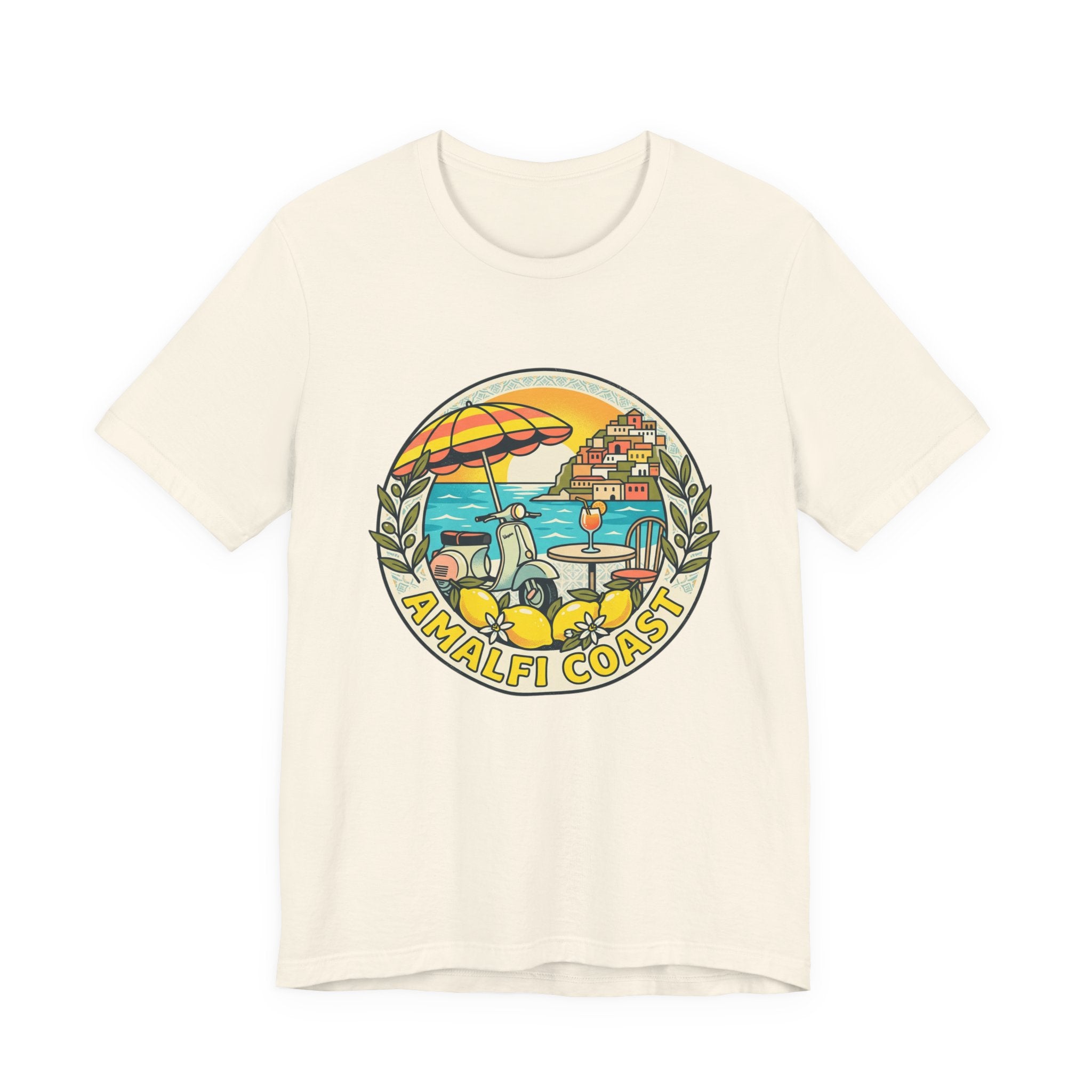 Amalfi Coast Vintage Travel Tee — Scenic Lemon & Vespa Graphic