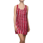 Red Tie-Dye Stripe Racerback Dress