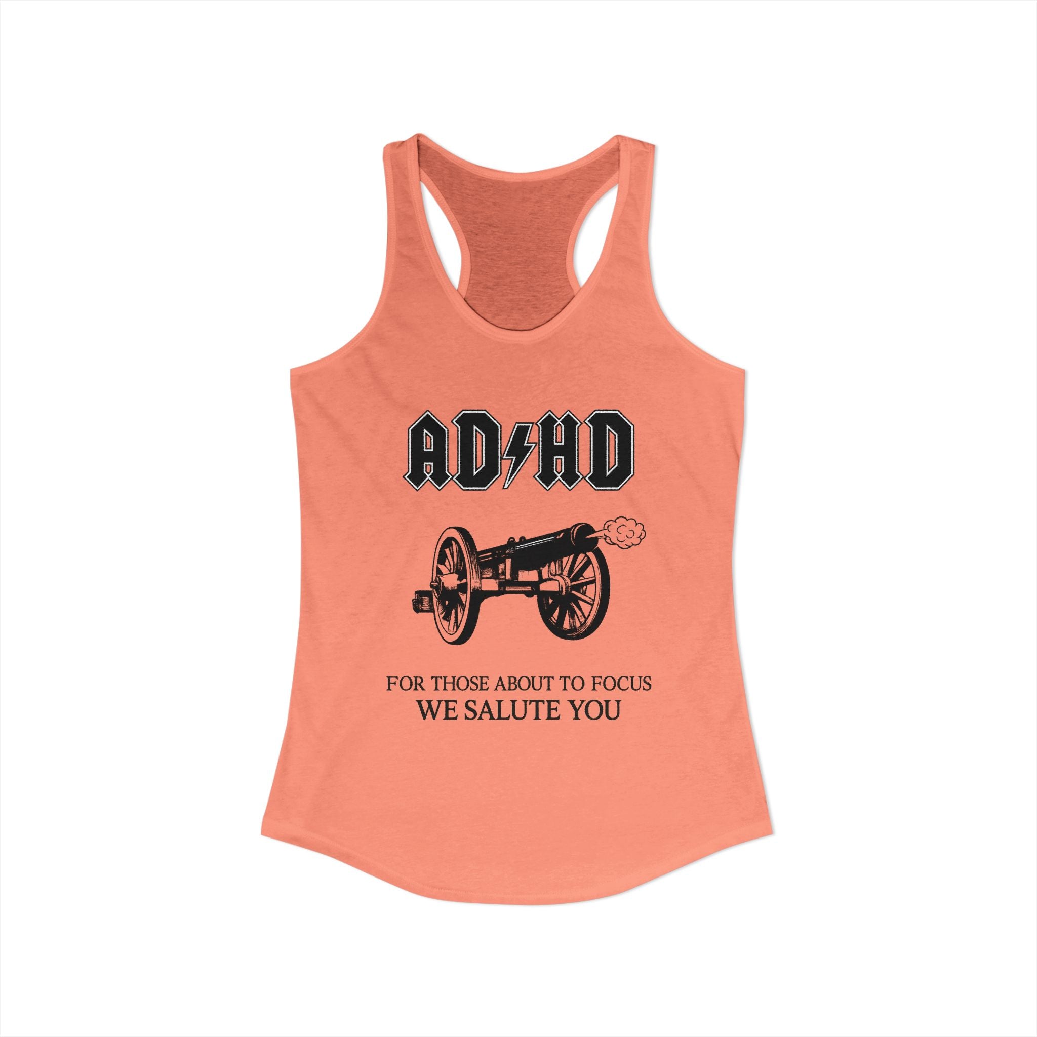 ADHD AC/DC Tank — "For Those About to Focus We Salute You" Graphic T-Shirt