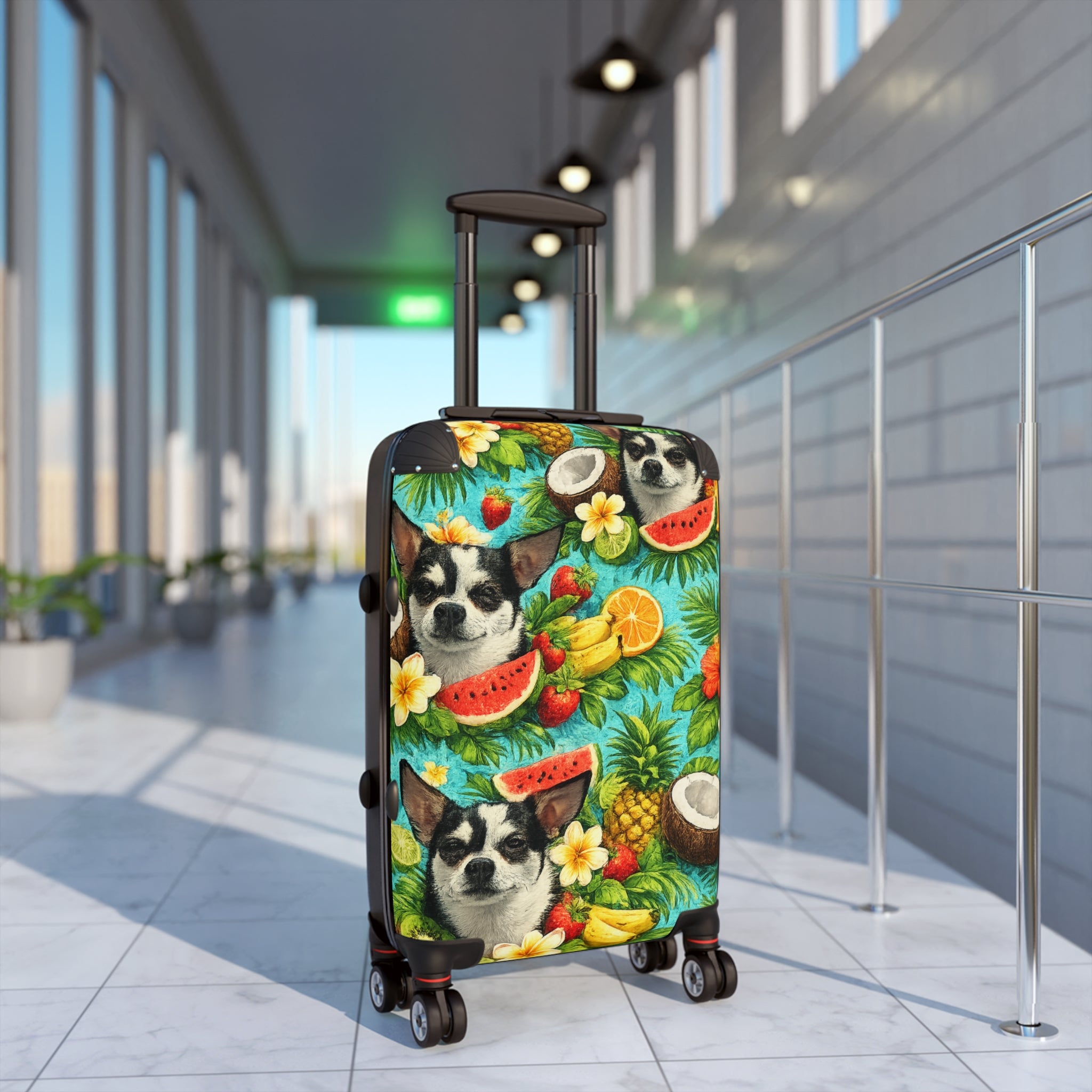 Tropical chihuahua Suitcase – Colorful Fruit & Floral Carry-On Luggage