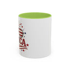 America Flag Accent Coffee Mug - Patriotic 11/15oz Tea Cup
