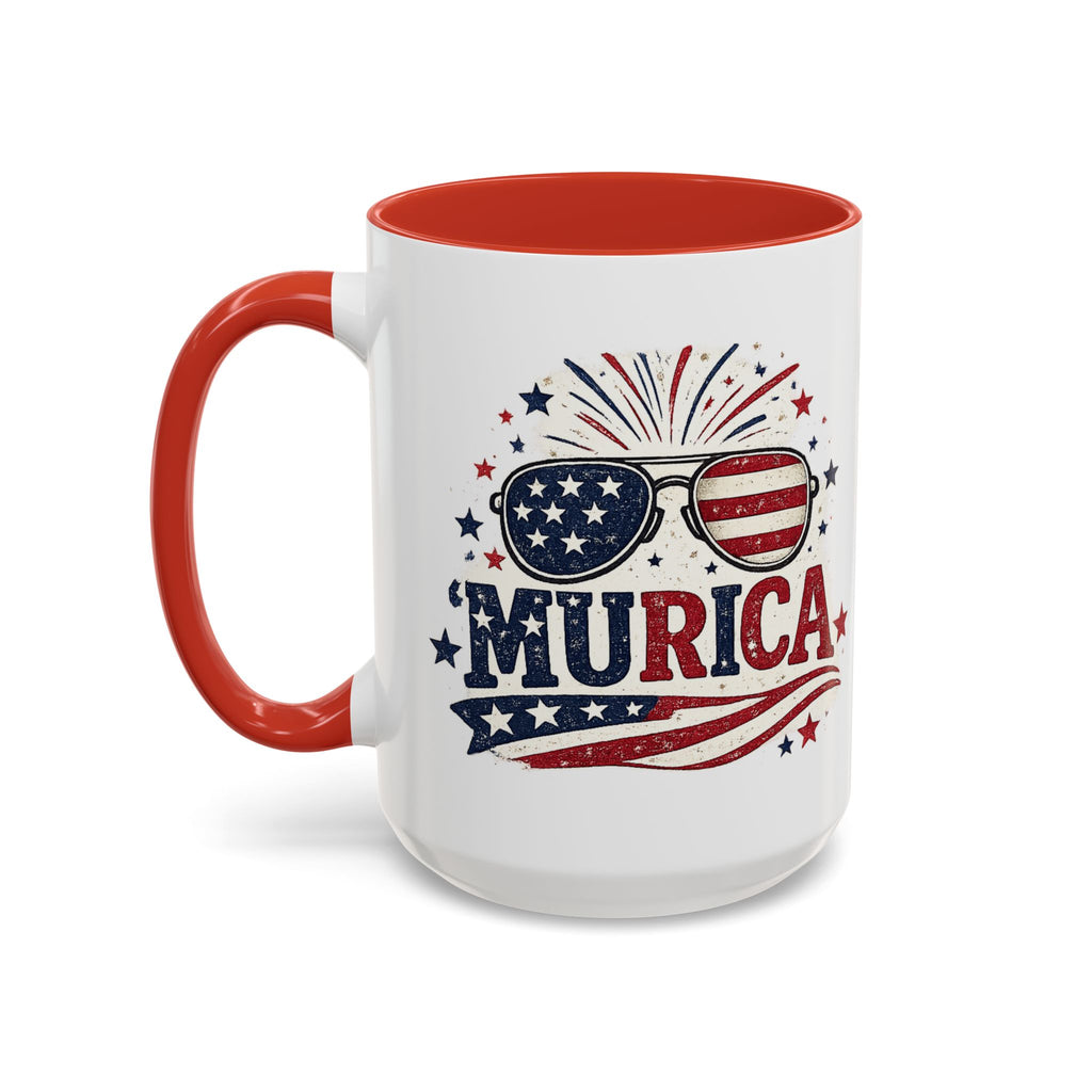America Flag Accent Coffee Mug - Patriotic 11/15oz Tea Cup