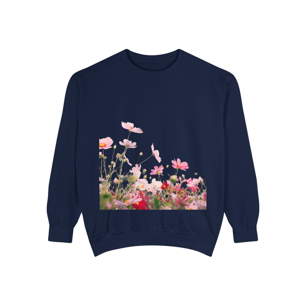 Floral Meadow Sweatshirt — Pink Cosmos Garden Crewneck