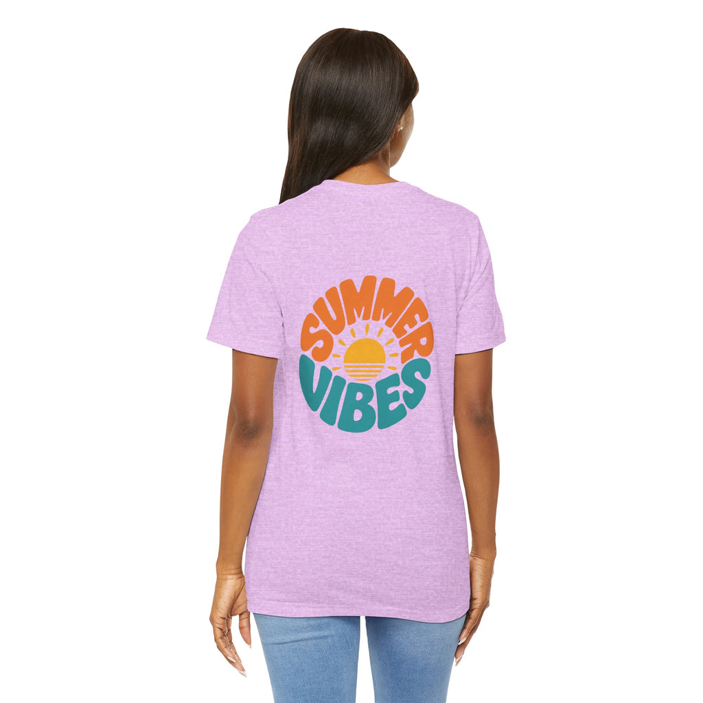 Summer Vibes Tee — Retro Sun Graphic Back Print
