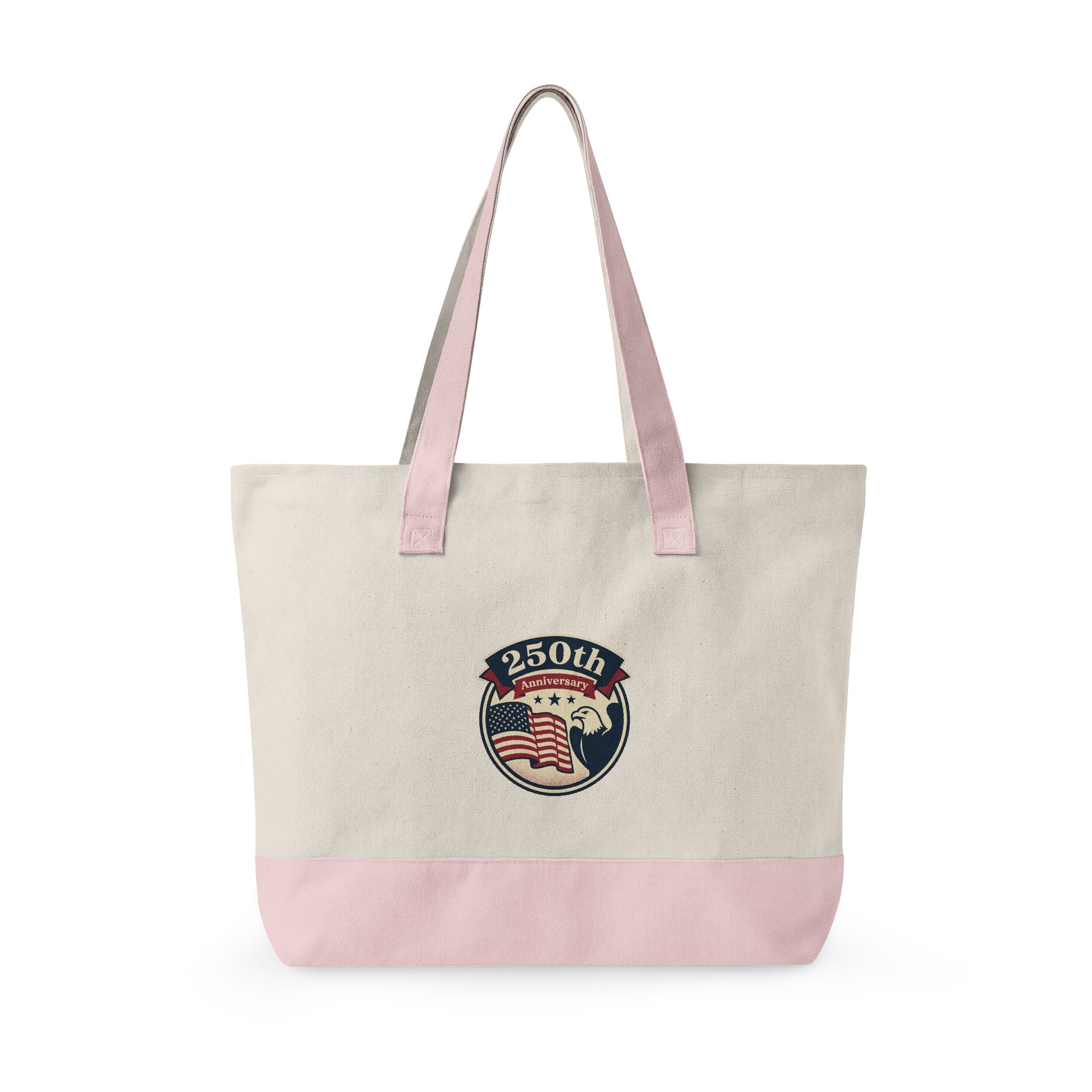 250th Anniversary American Flag Canvas Tote Bag — Zippered Patriotic Tote