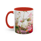 Floral Cosmos Accent Coffee Mug — Pink Wildflower Tea & Coffee Cup (11/15oz)