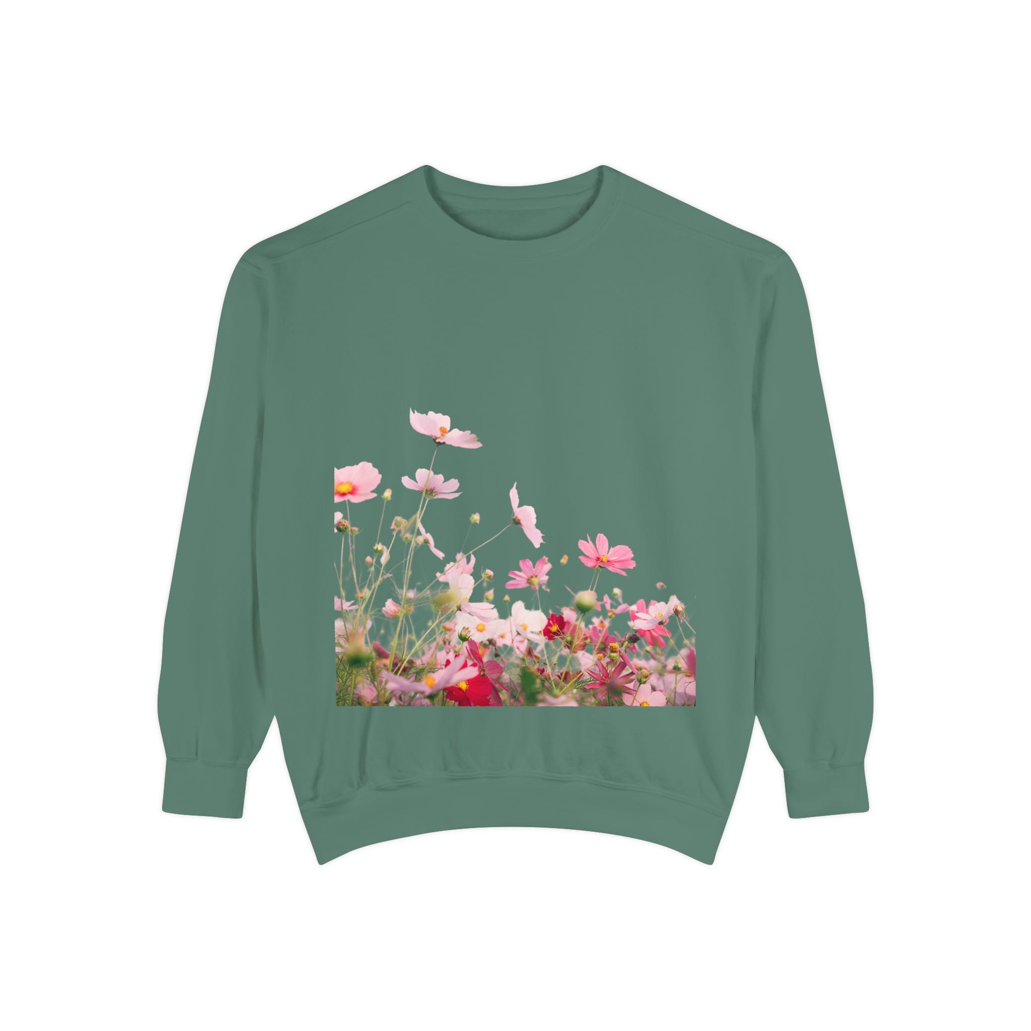 Floral Meadow Sweatshirt — Pink Cosmos Garden Crewneck