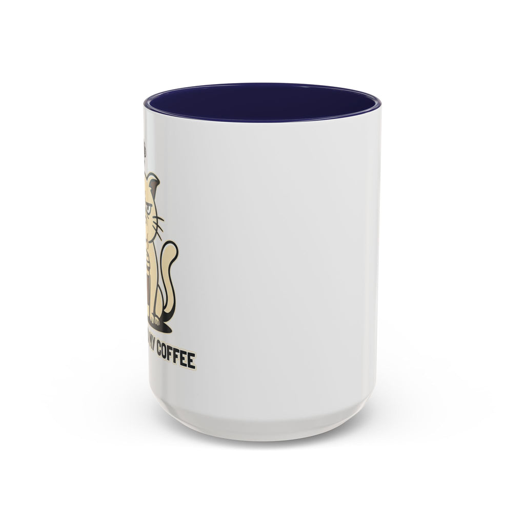 Cat Lover Coffee Mug – Cute Cat Illustration ‘Coffee’ Accent Ceramic Mug (11/15oz)