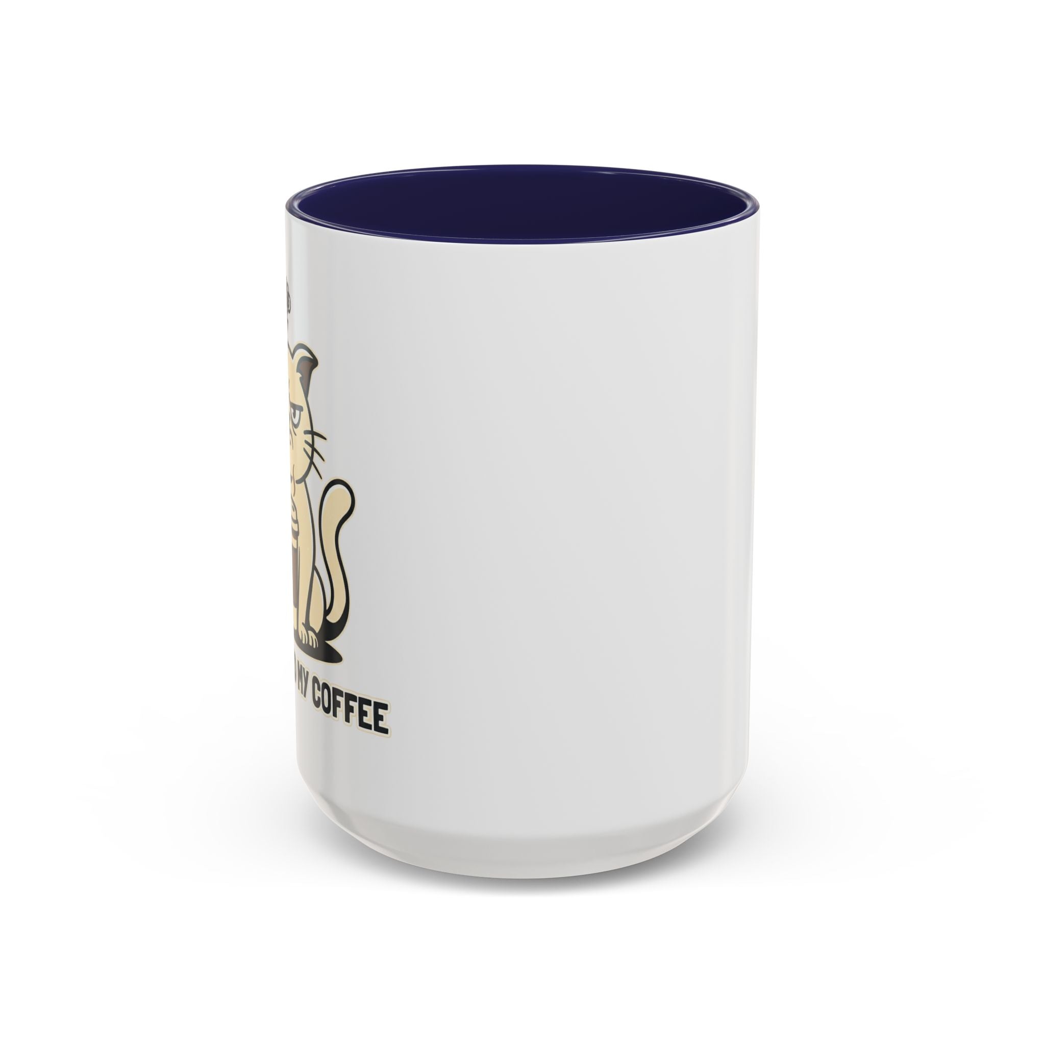 Cat Lover Coffee Mug – Cute Cat Illustration ‘Coffee’ Accent Ceramic Mug (11/15oz)