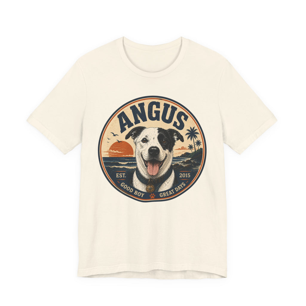 Angus Dog Tee — Retro Beach Portrait T-Shirt
